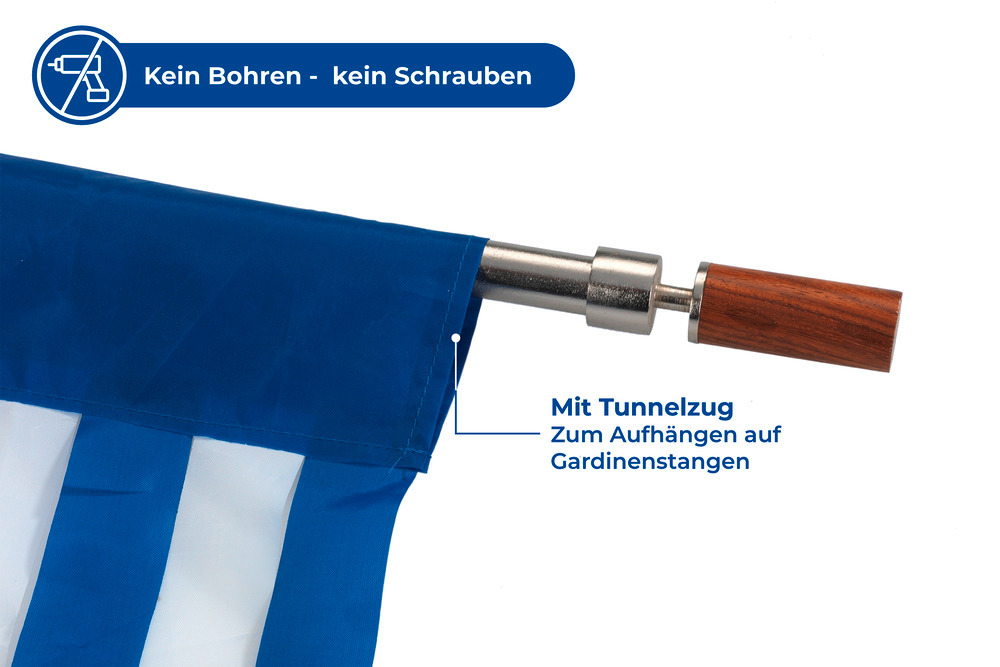 Türvorhang blau-weiß  zuschneidbar