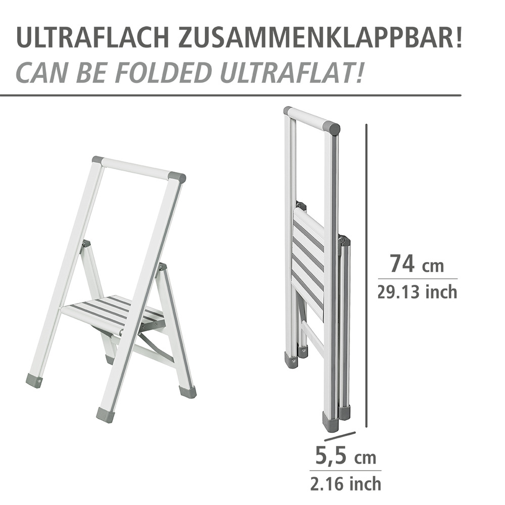 Alu-Design Klapptrittleiter 1-stufig Weiß  Haushaltsleiter