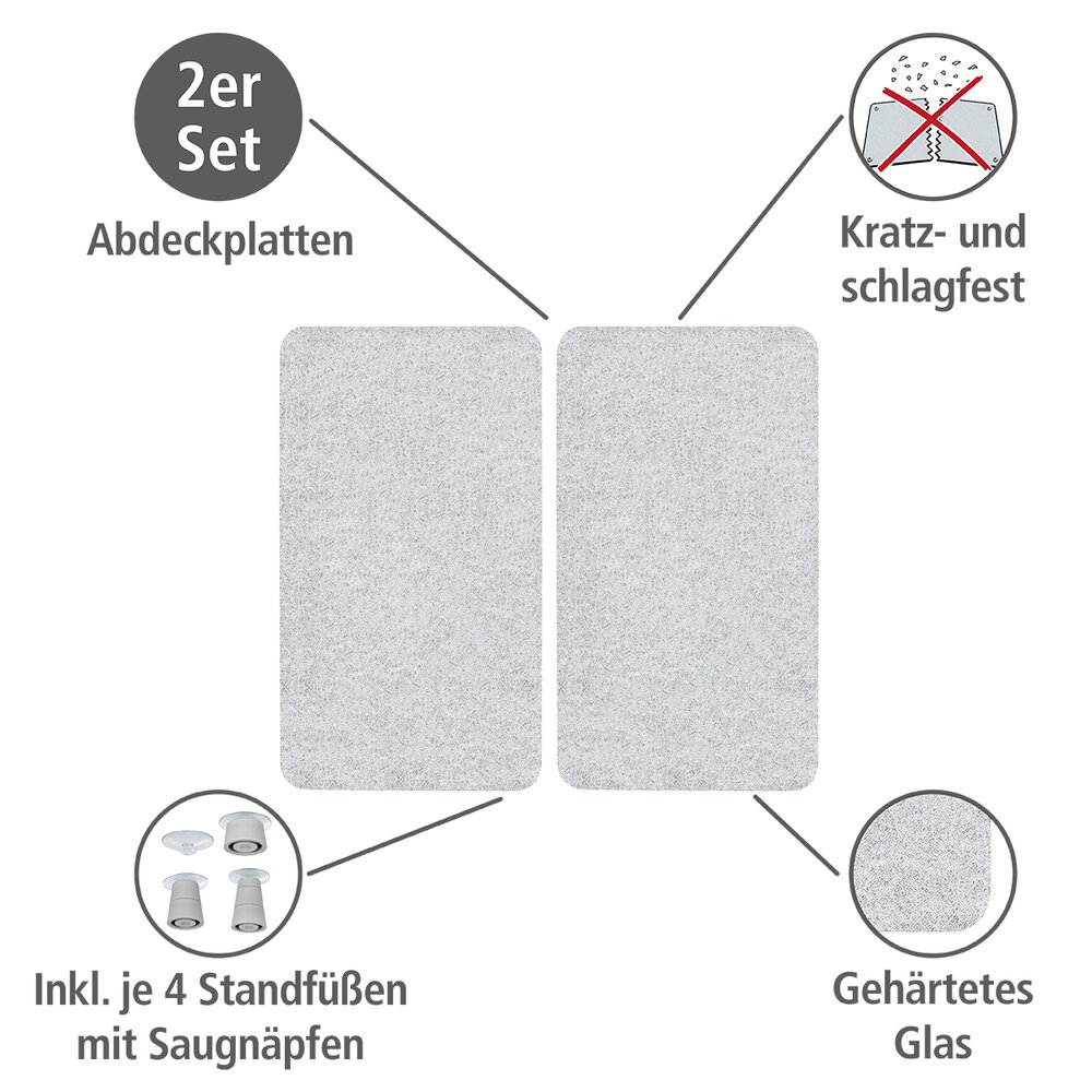 Herdabdeckplatte Universal Mod. Transparent, 2er Set  für alle Herdarten geeignet