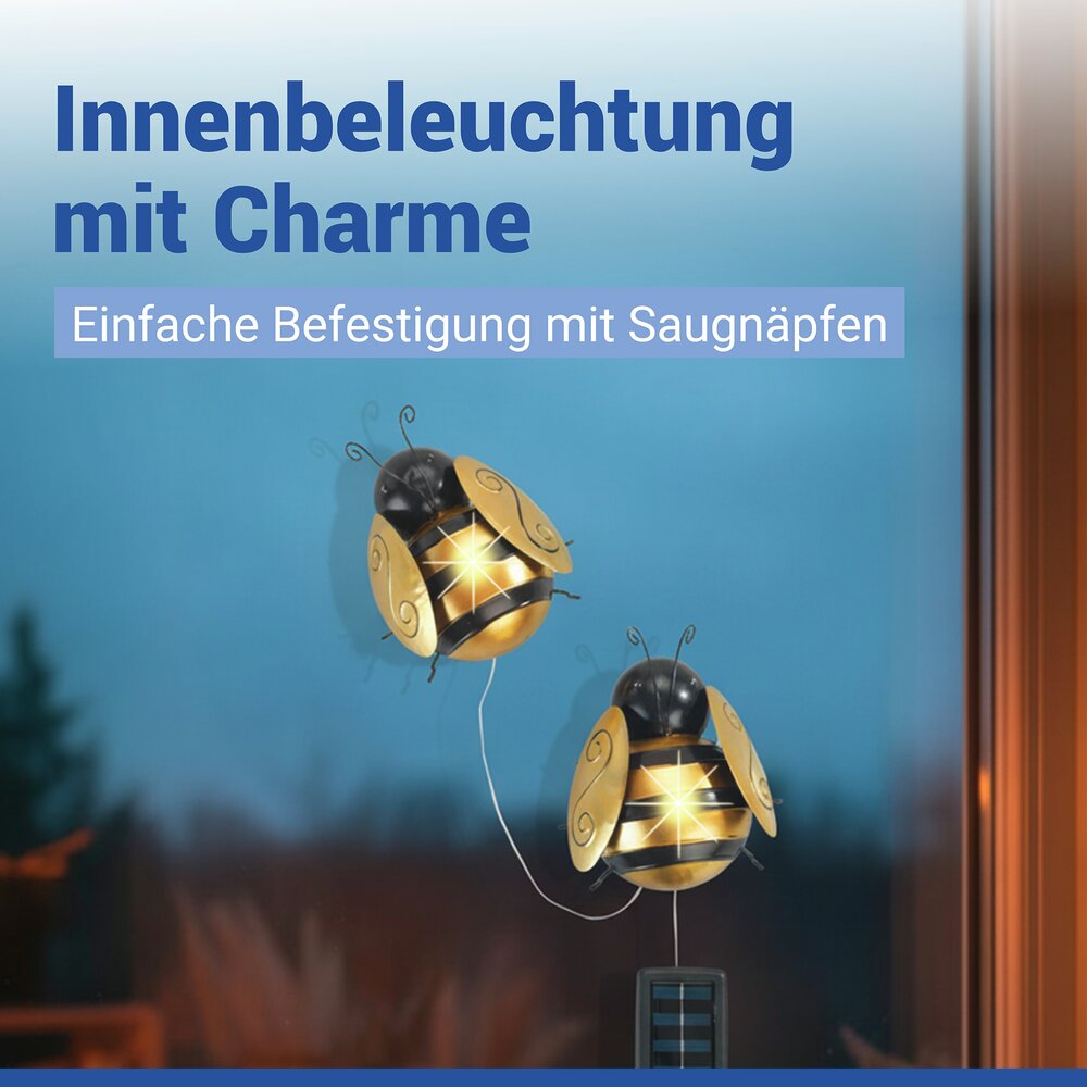LED Solarleuchte Biene, 2er Set  dekorative Gartenbeleuchtung