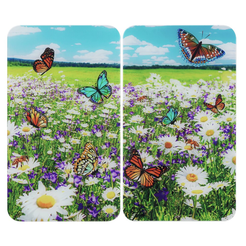 Plaque de Recouvrement Universelle Mod. Pré d'Été, set de 2  pour tous les types de cuisinières