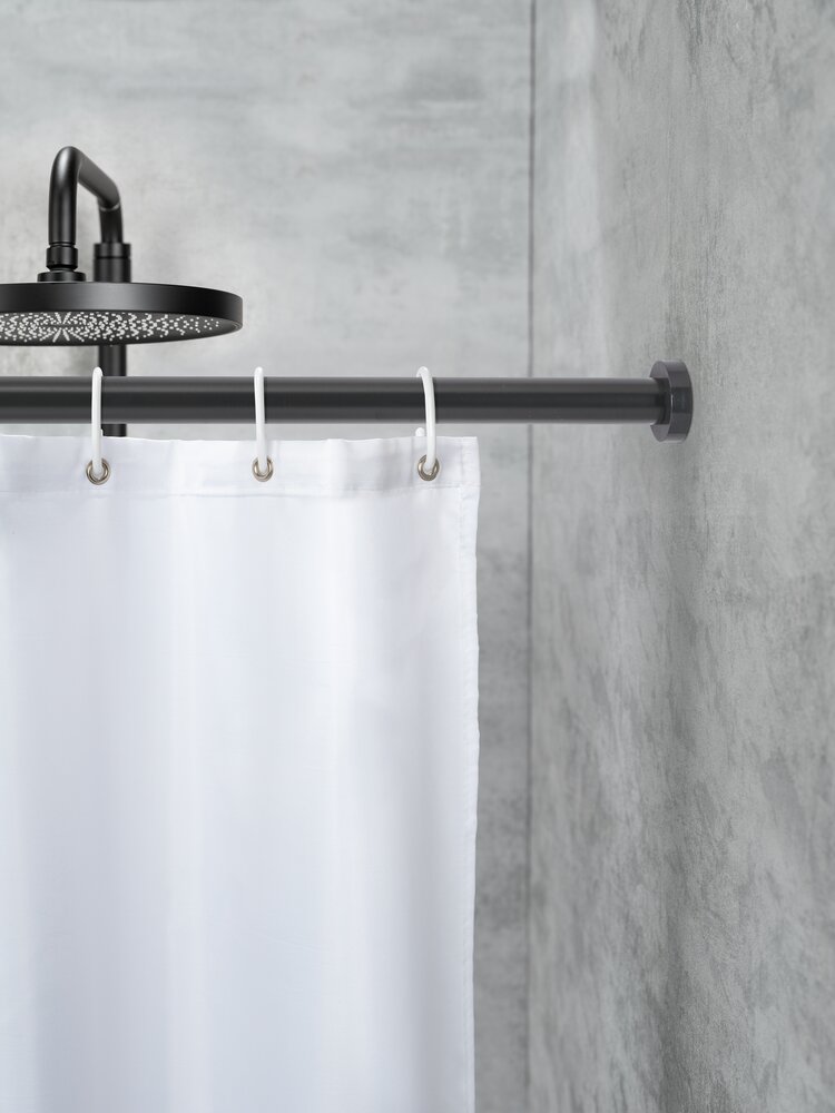 Teleskop-Duschvorhangstange Mod. OBLEON 110 - 185 cm, Schwarz  ausziehbar