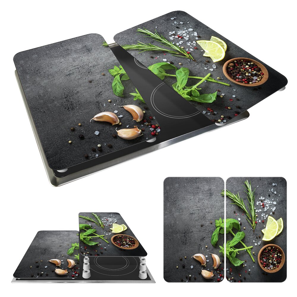 Herdabdeckplatten Universal Mod. Kräuter, 2er Set  für alle Herdarten geeignet