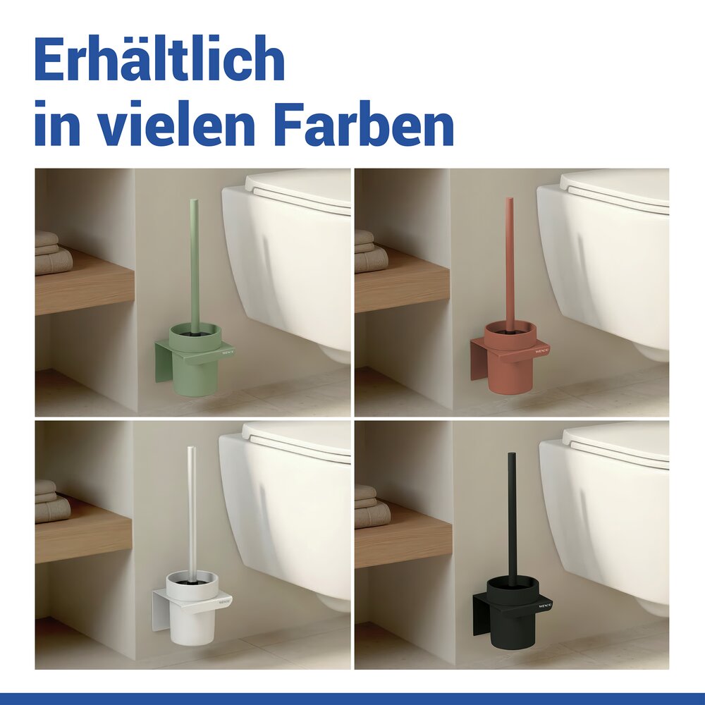 Turbo-Loc® WC-Garnitur Mod. Lizan Grün  mit Silikon-Bürstenkopf, Befestigen ohne Bohren