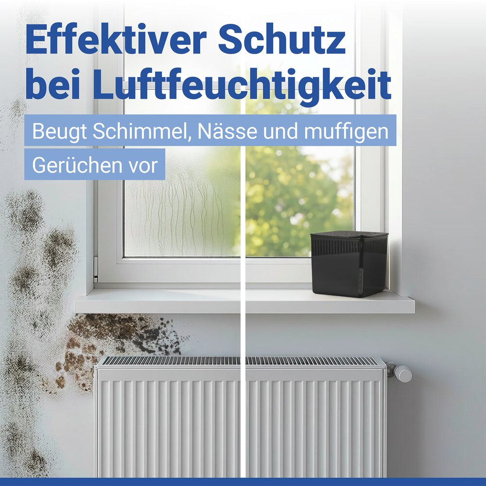 Luchtontvochtiger Mod. Cube Zwart 1000 g, 4 navullingen