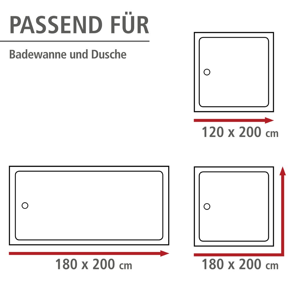 Anti-Schimmel Duschvorhang Uni Light Blue, 180 x 200 cm  waschbar