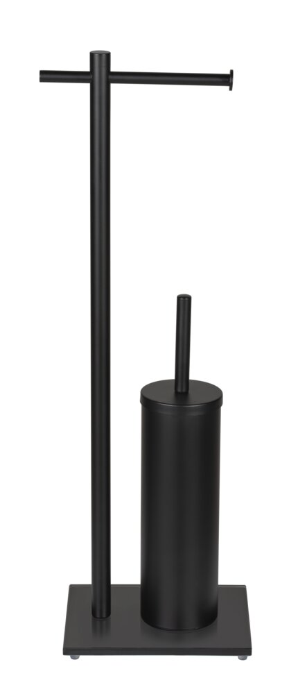 WC-Garnitur Mod. Resera, schwarz, Stahl, Glas, 24x67,5x17 cm  mit schwerer Bodenplatte