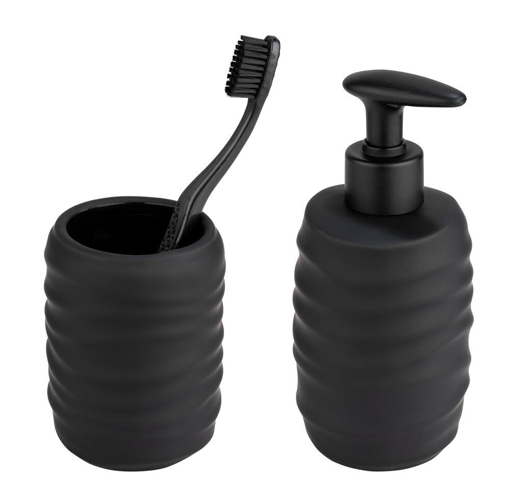 Set bain Mod. Illana, noir, céramique, Ø 8,5x17 cm, soft-touch  revêtement soft-touch, contenance 0,4 l