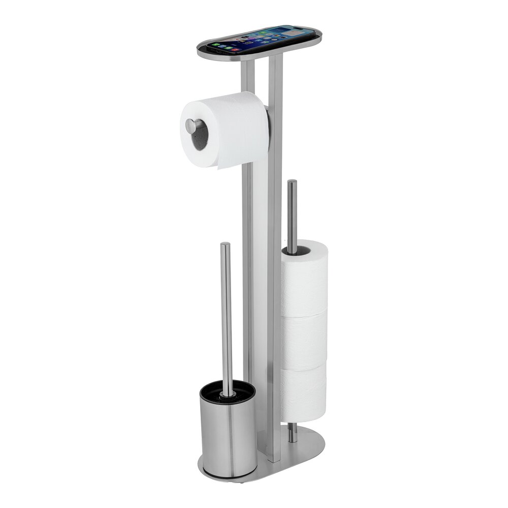 Combiné WC Mod. Orea Acier inoxydable mat  avec tablette et porte-rouleaux de rechange