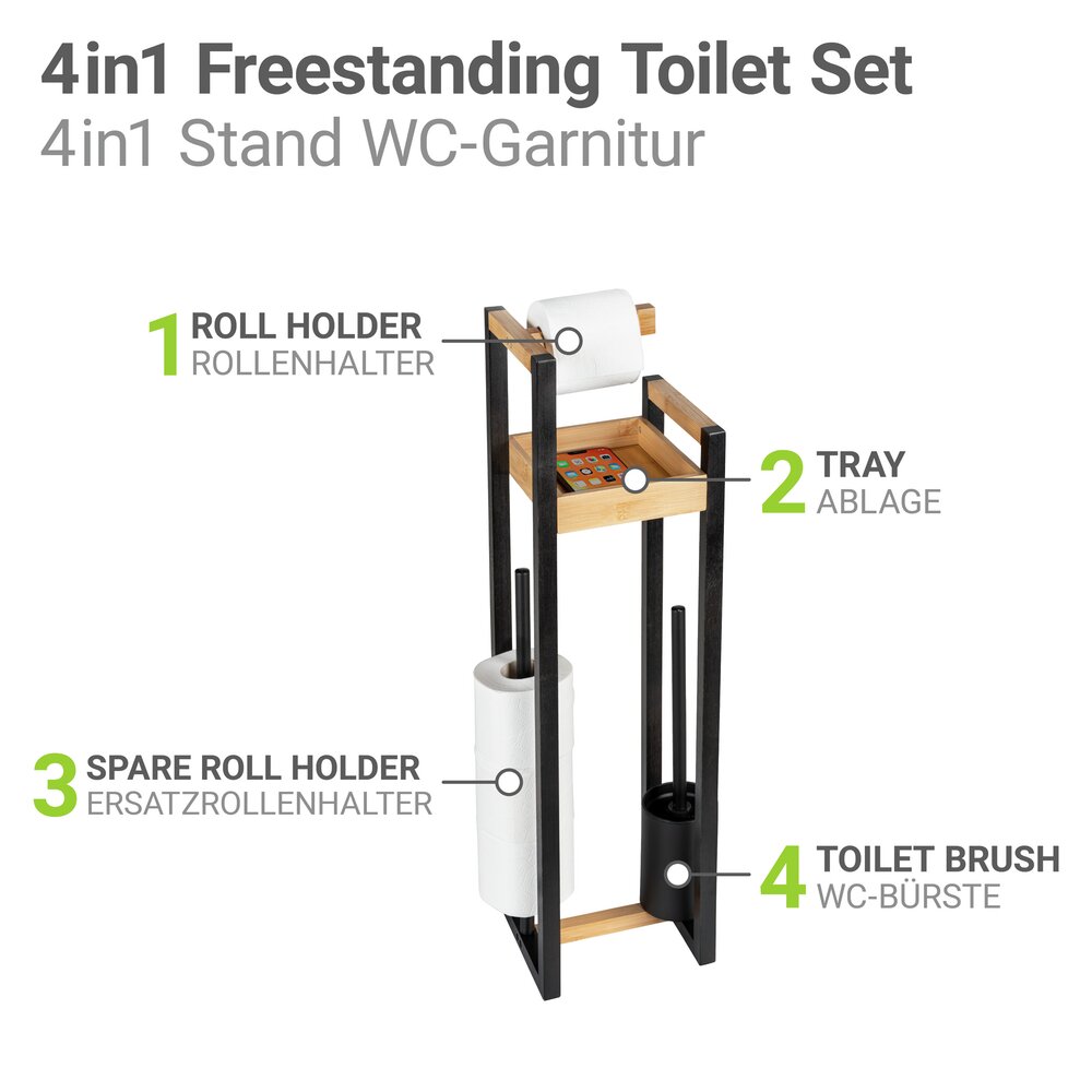 Garniture de WC sur pied 4 en 1 Mod. Braidi  en bambou certifié FSC®.