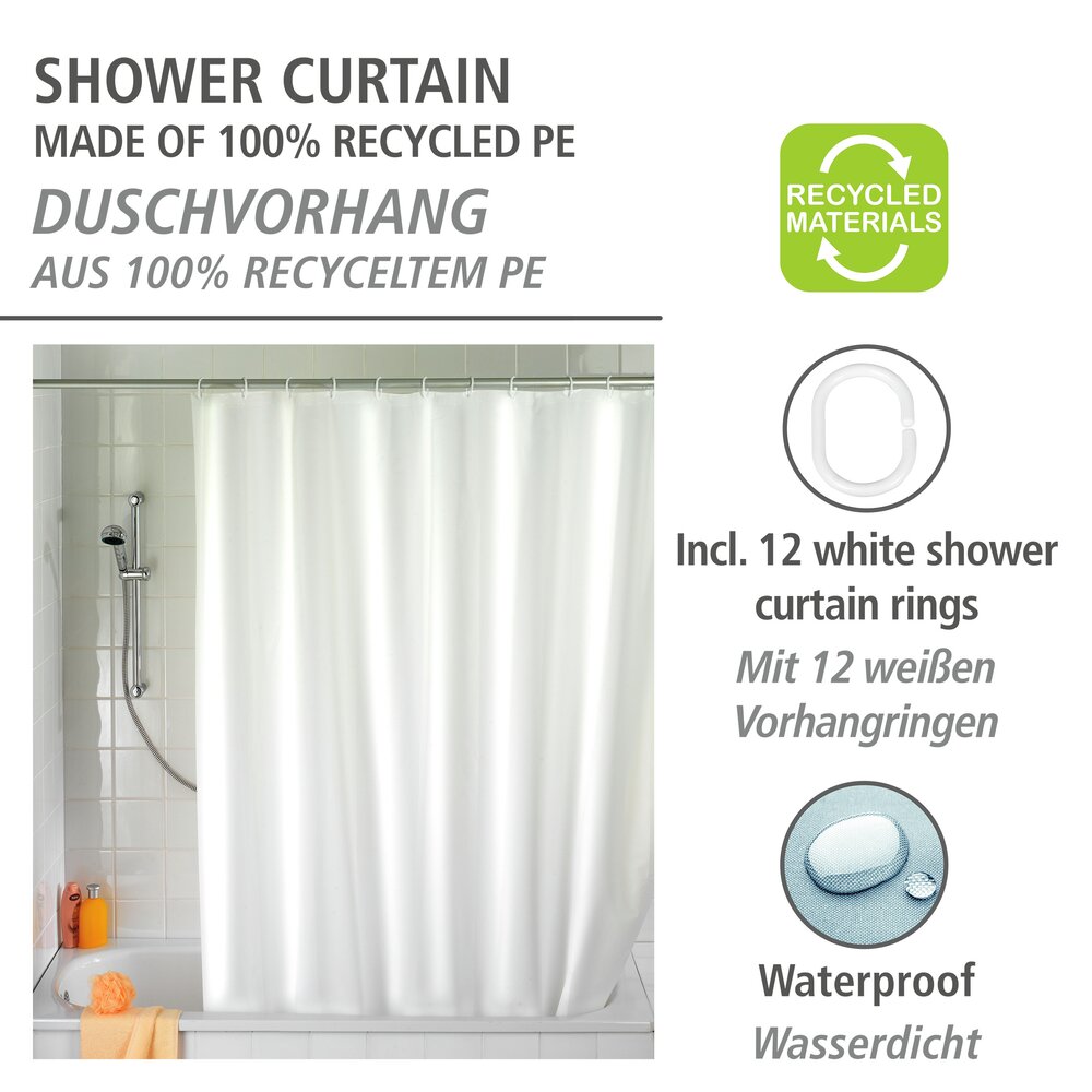 Duschvorhang Uni Weiß, 120 x 200 cm  120 x 200 cm