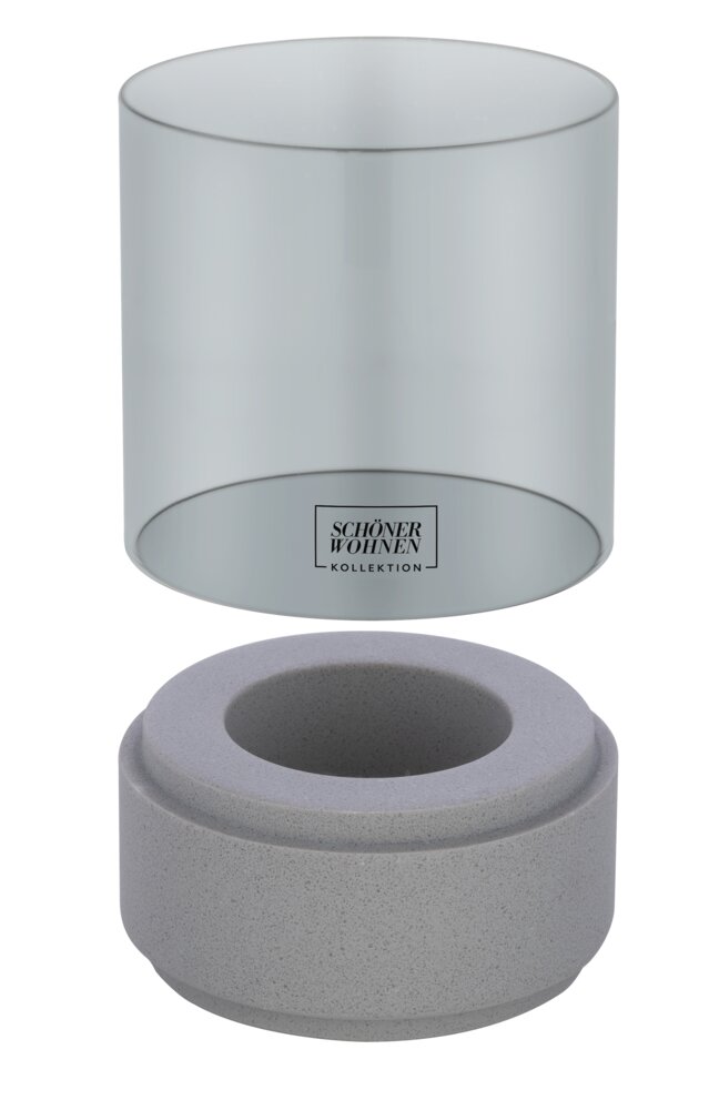Bougeoir Mod. Canvel S, Gris  Verre pour bougie chauffe-plat, intérieur & extérieur