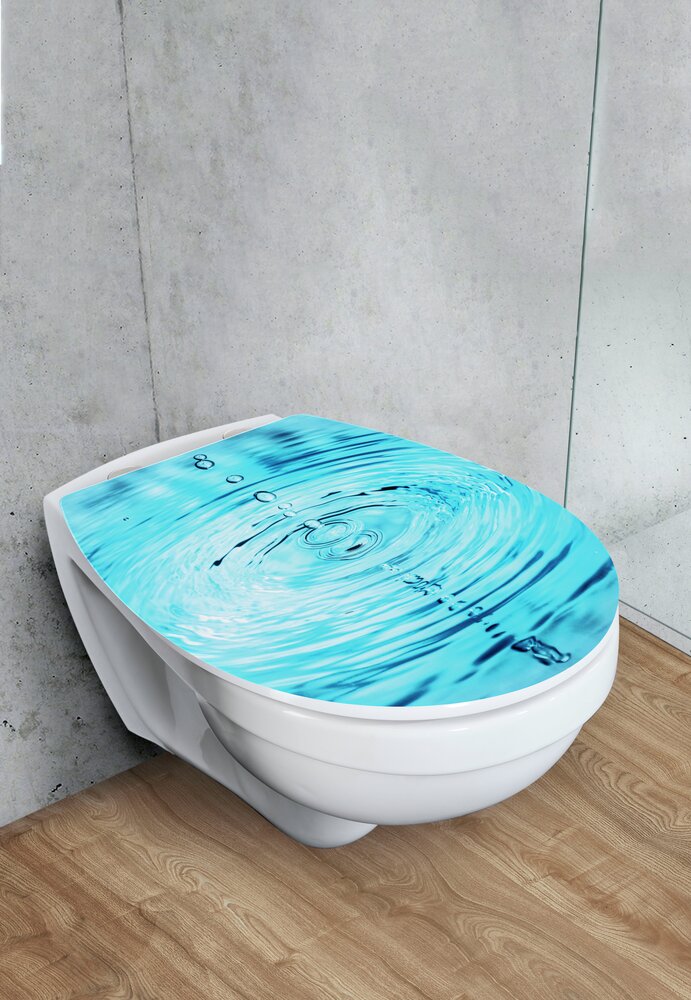 Toiletzitting Droplets - WENKO Soft close toiletzitting Tavola, toiletdeksel, toiletzitting, Flix Clip hygiënebevestiging, Gemakkelijke montage, Duroplast, Ovaal, Motief