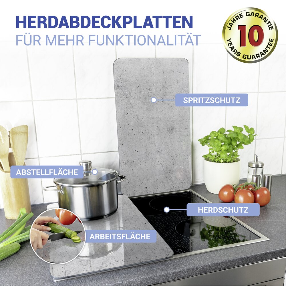 Herdabdeckplatte Universal Mod. Beton, 2er Set  für alle Herdarten geeignet