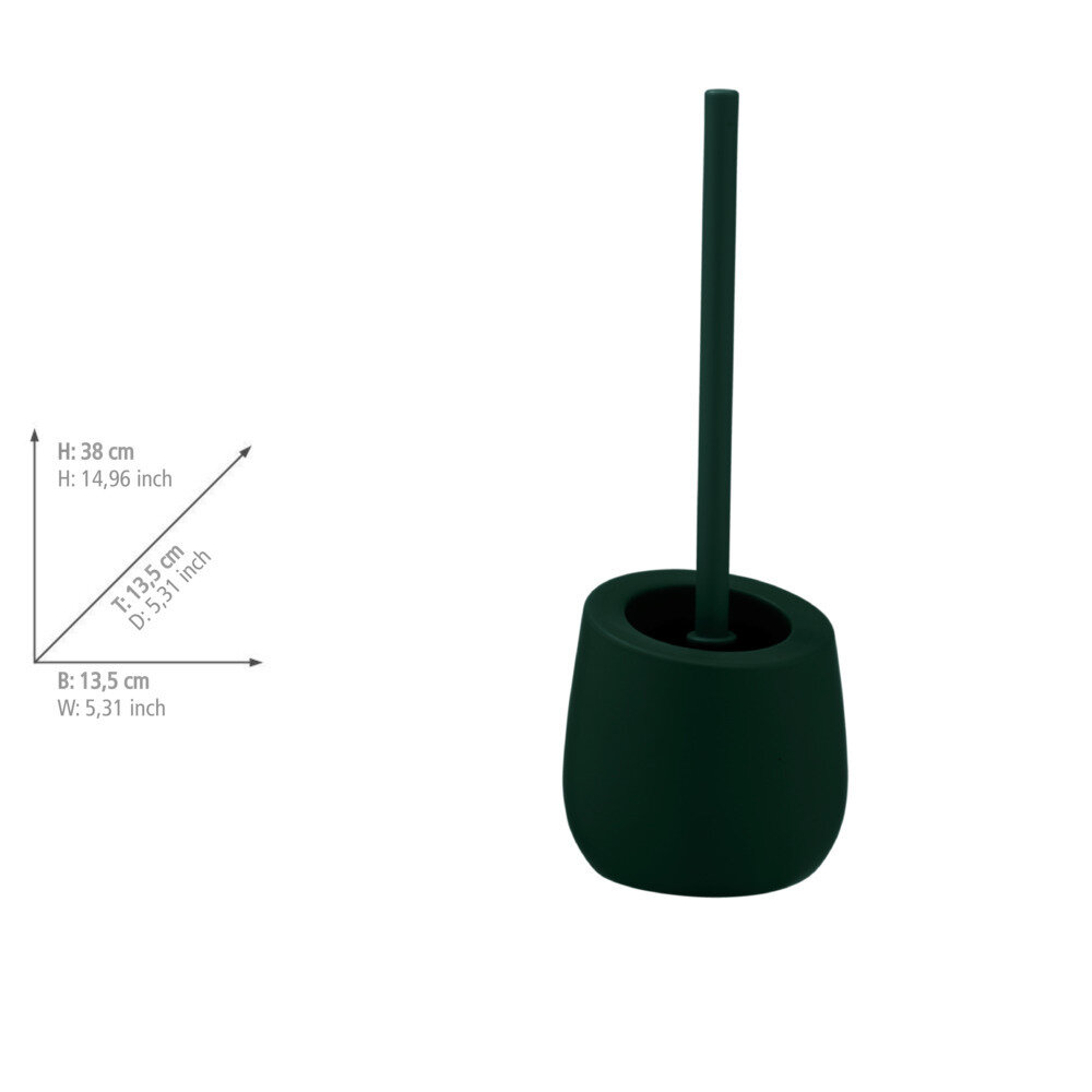 Porte-brosse WC Badi vert foncé mat  avec brosse WC incluse en silicone noir
