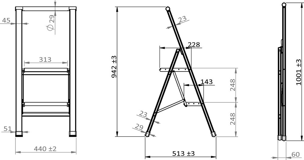 Alu-Design Klapptrittleiter 2-stufig Weiß  Haushaltsleiter