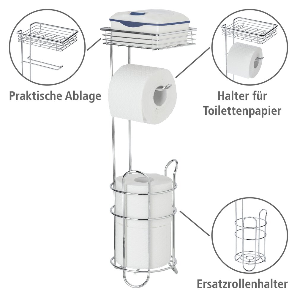 Toilettenpapierhalter mit Ablage und Ersatzrollenhalter in Chrom  Chrom