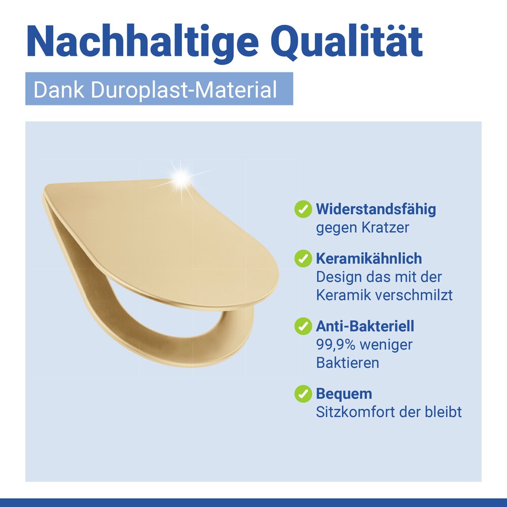 WC Sitz Mod. Galati Beige matt  Toilettendeckel in D-Form mit Absenkautomatik