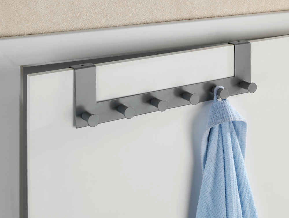 Türgarderobe Celano Grau  6 Haken, für Türfalzstärken bis 2 cm