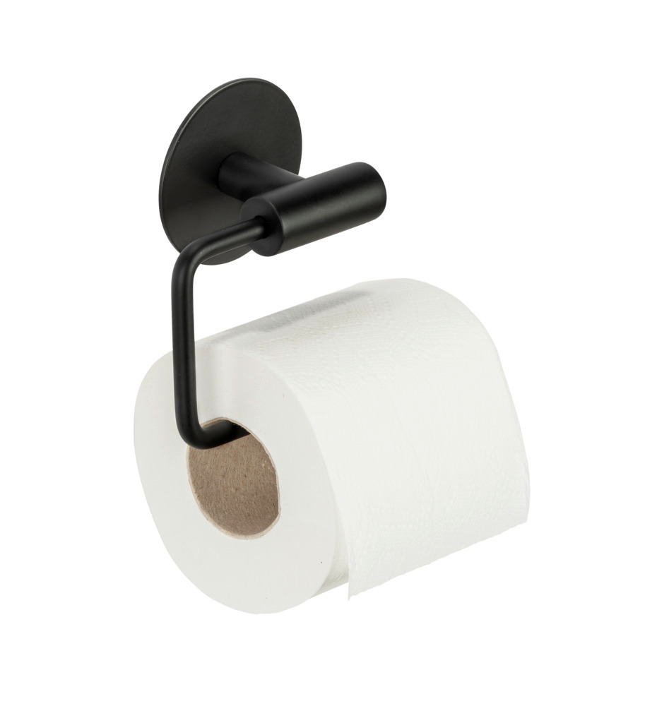 Toilettenpapierhalter Mod. Meleto Schwarz  zum Kleben oder Bohren