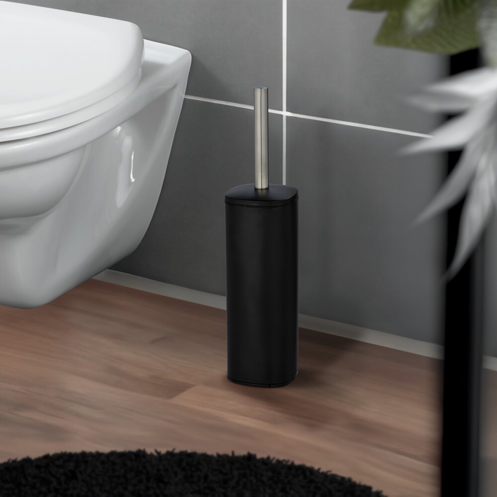 Brosse WC fermée, Acier, Noir, Alassio  en Acier Noir