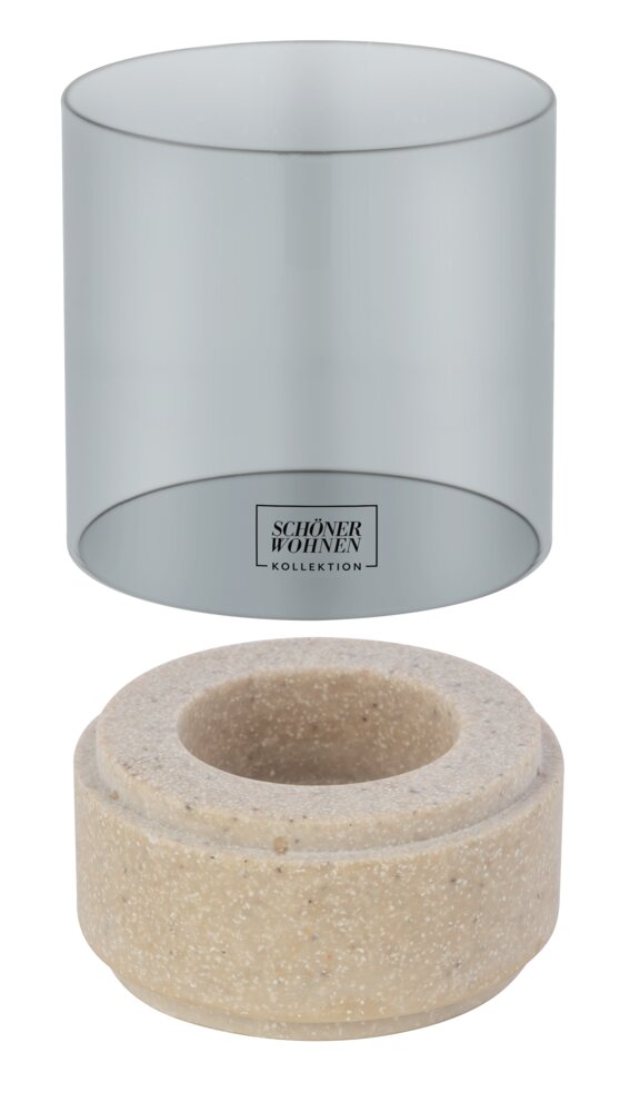 Windlicht Mod. Canvel S, Beige  Teelichtglas für Indoor & Outdoor