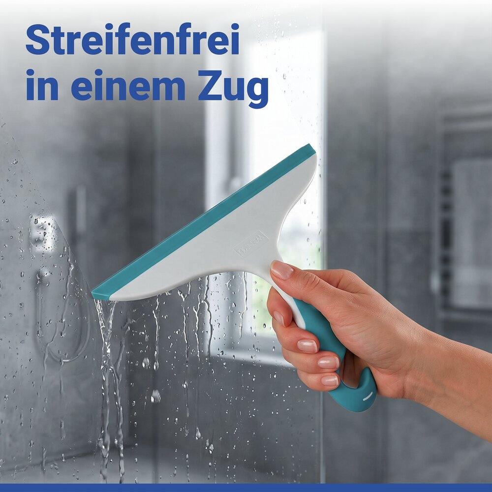 Badezimmerwischer Mod. Loano Weiß-Lichtblau  zum streifenfreien Reinigen