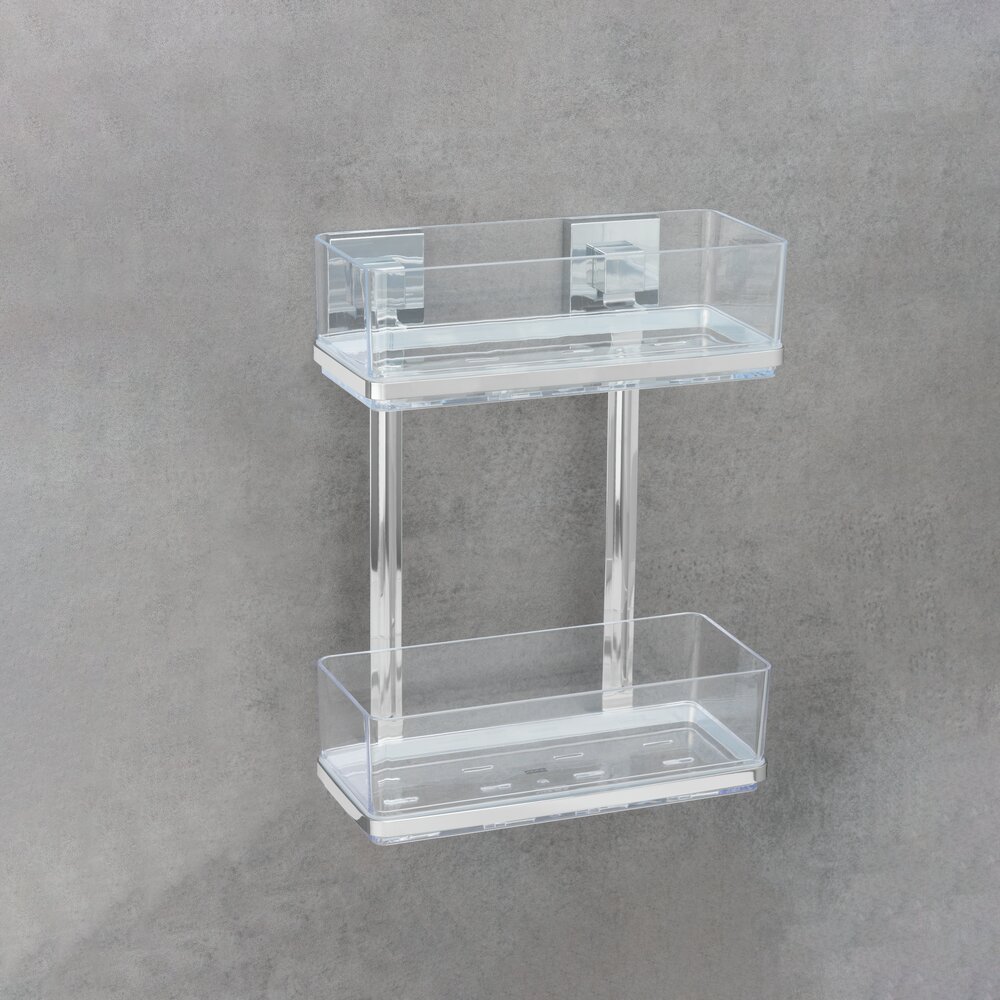 Vacuum-Loc® Edelstahl Wandregal 2 Etagen Mod. Quadro  Befestigen ohne bohren