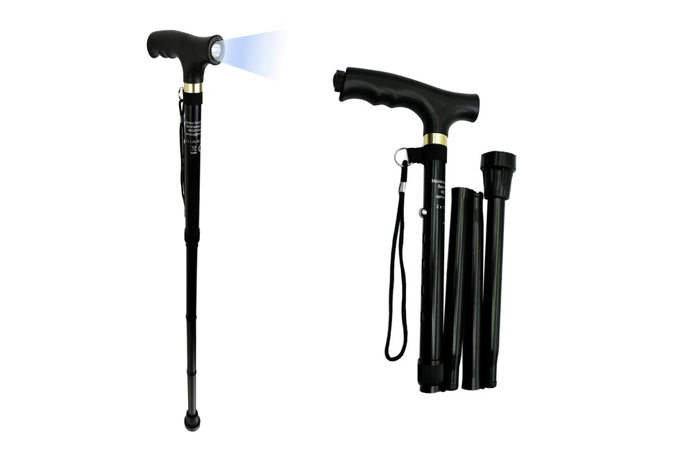 Spazierstock faltbar mit LED-Licht  30 x 14 x 3,5 cm