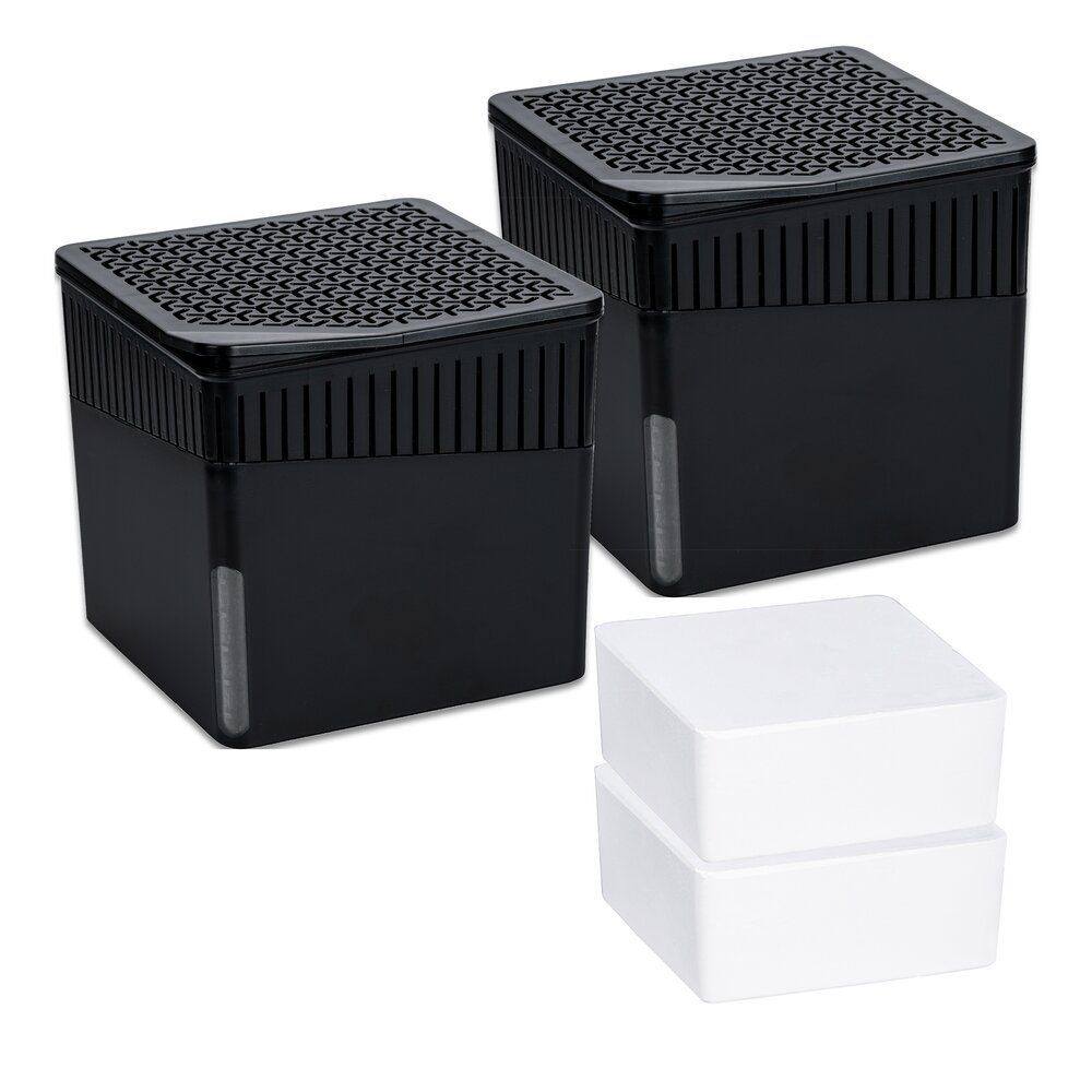 Déshumidificateur d'intérieur Mod. Cube 500 g Noir, lot de 2  prévient la formation de moisissures et les odeurs
