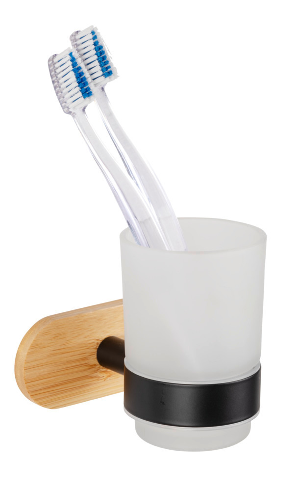 Turbo-Loc® Zahnputzbecher Mod. Orea Uno Bamboo  Abnehmbarer Becher aus satiniertem Glas