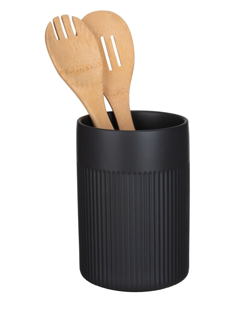 Utensilienhalter Mod. REFIA, schwarz, Keramik, 1.3L, Ø12x16,5 cm sanfte Riffelungen, stilvolles Design