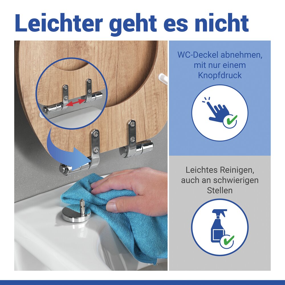 Abattant de WC Mod. Chêne clair  avec frein de chute, certifié FSC