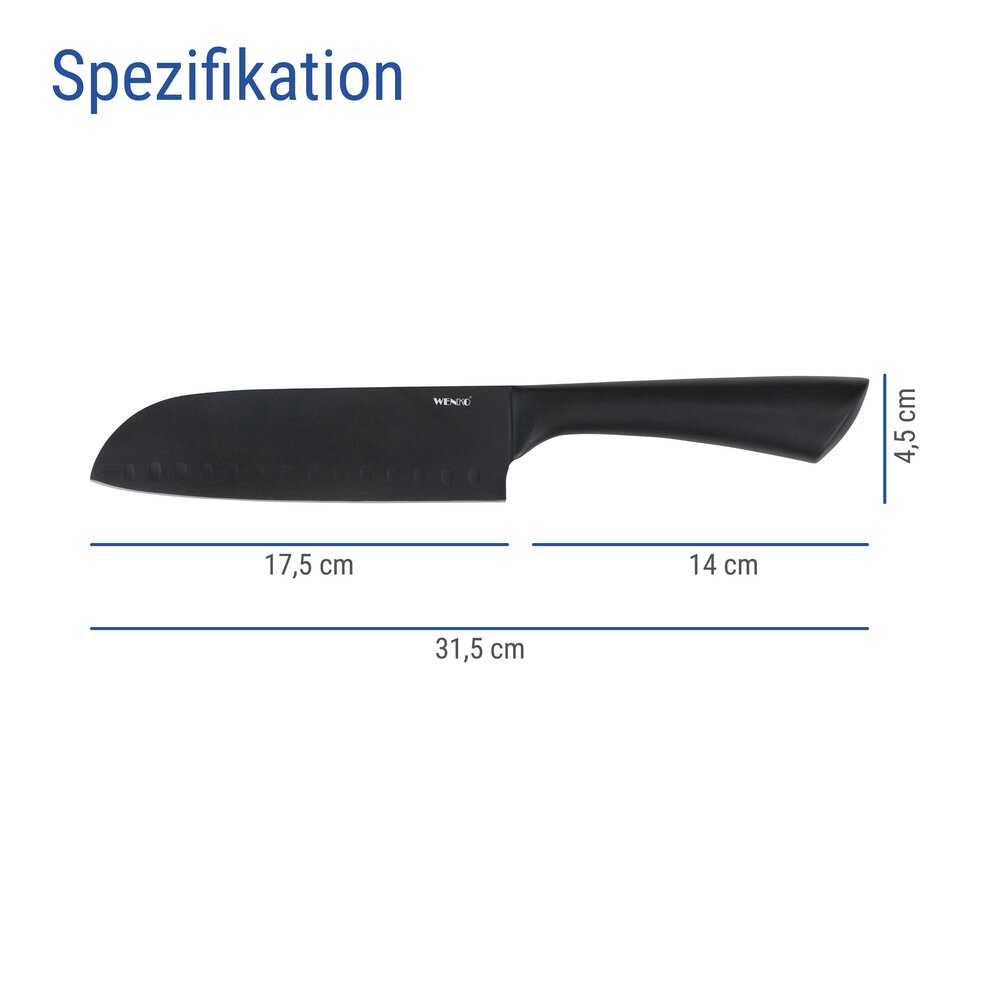 Couteau Santoku Mod. Ace, noir  couteaux de cuisine en acier inoxydable