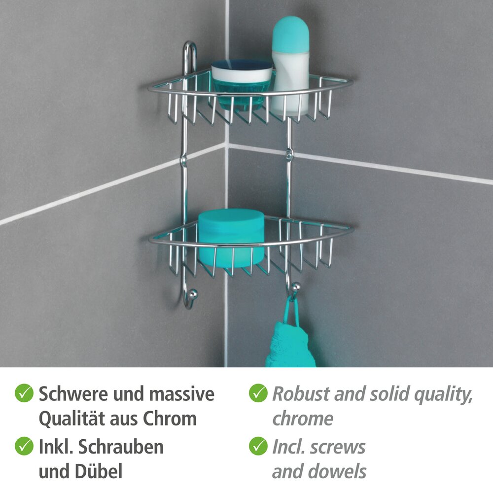 Eckregal Mod. Milano mit 2 Etagen  Chrom