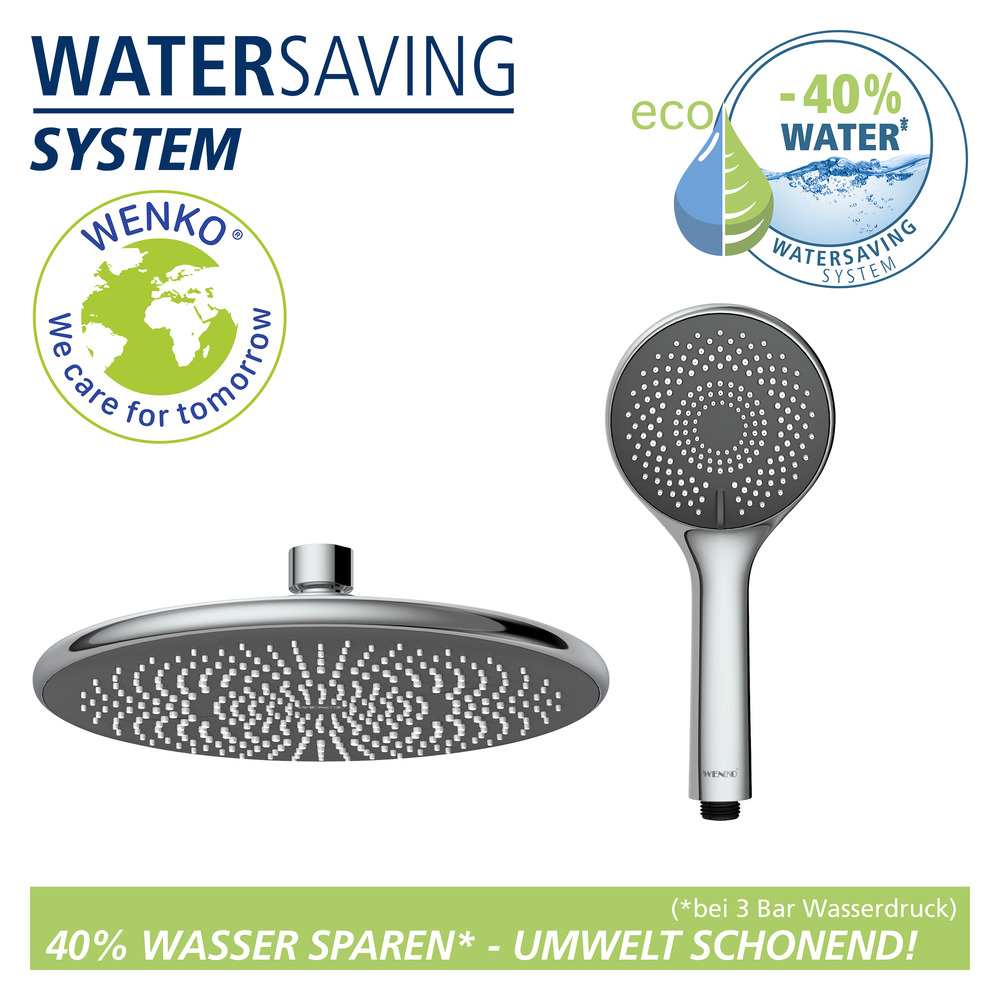 Duschsystem Watersaving Chrom  bis zu 40 % Wasserersparnis