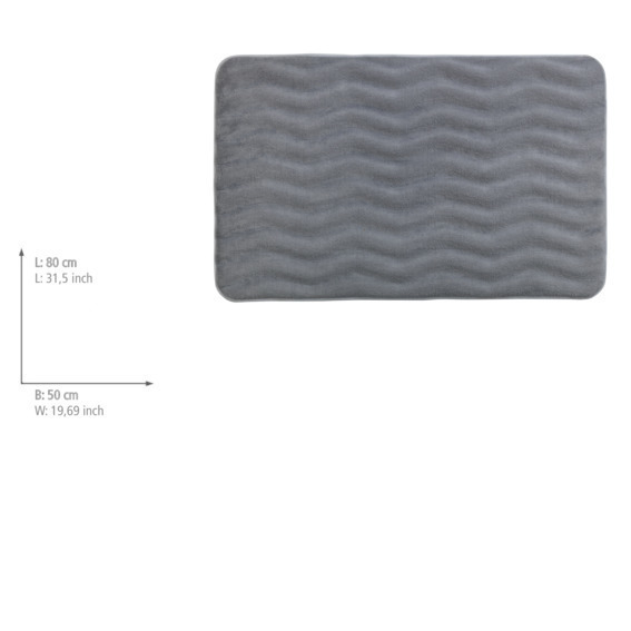 Badteppich Memory Foam Waves Hellgrau  50 x 80 cm