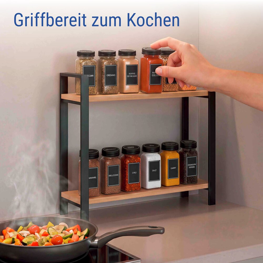 Küchenregal Mod. Lou, 2 Etagen und Gewürzgläser, 13-tlg.  2 Etagen