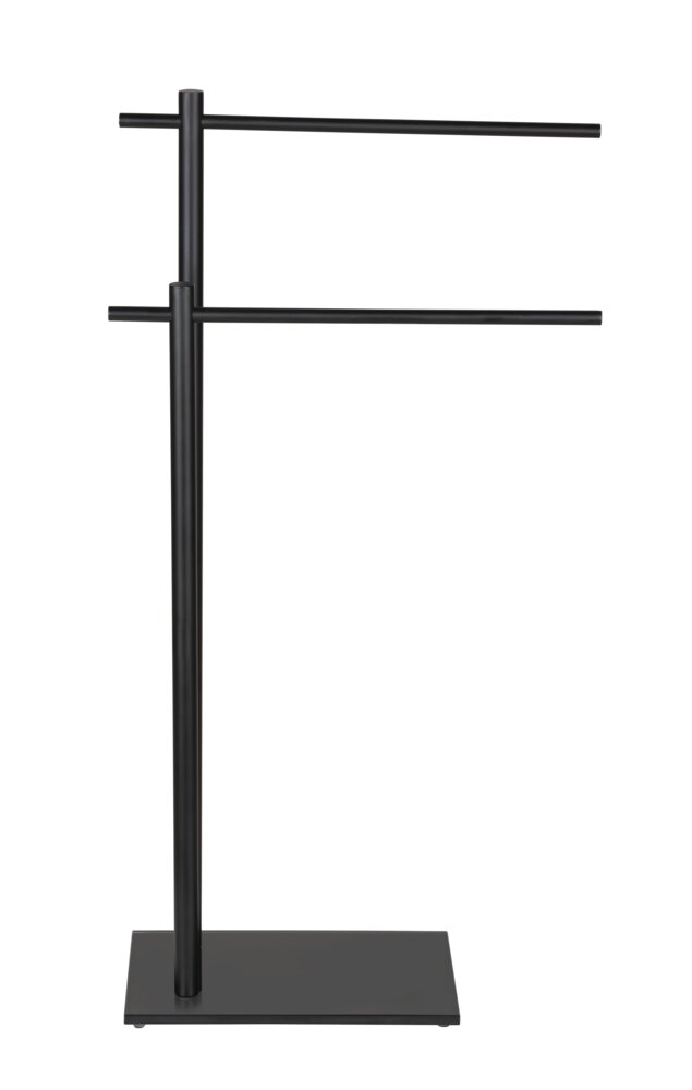 Handtuchständer Mod. Resera, schwarz, Stahl, 42x82x20 cm  mit Sicherheitsglas-Bodenplatte