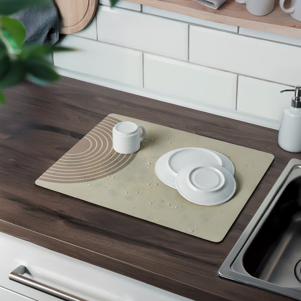 Abtropfmatte Mod. Dima, beige, Gummi, 50x40 cm  wasserabsorbierend und schnelltrocknend