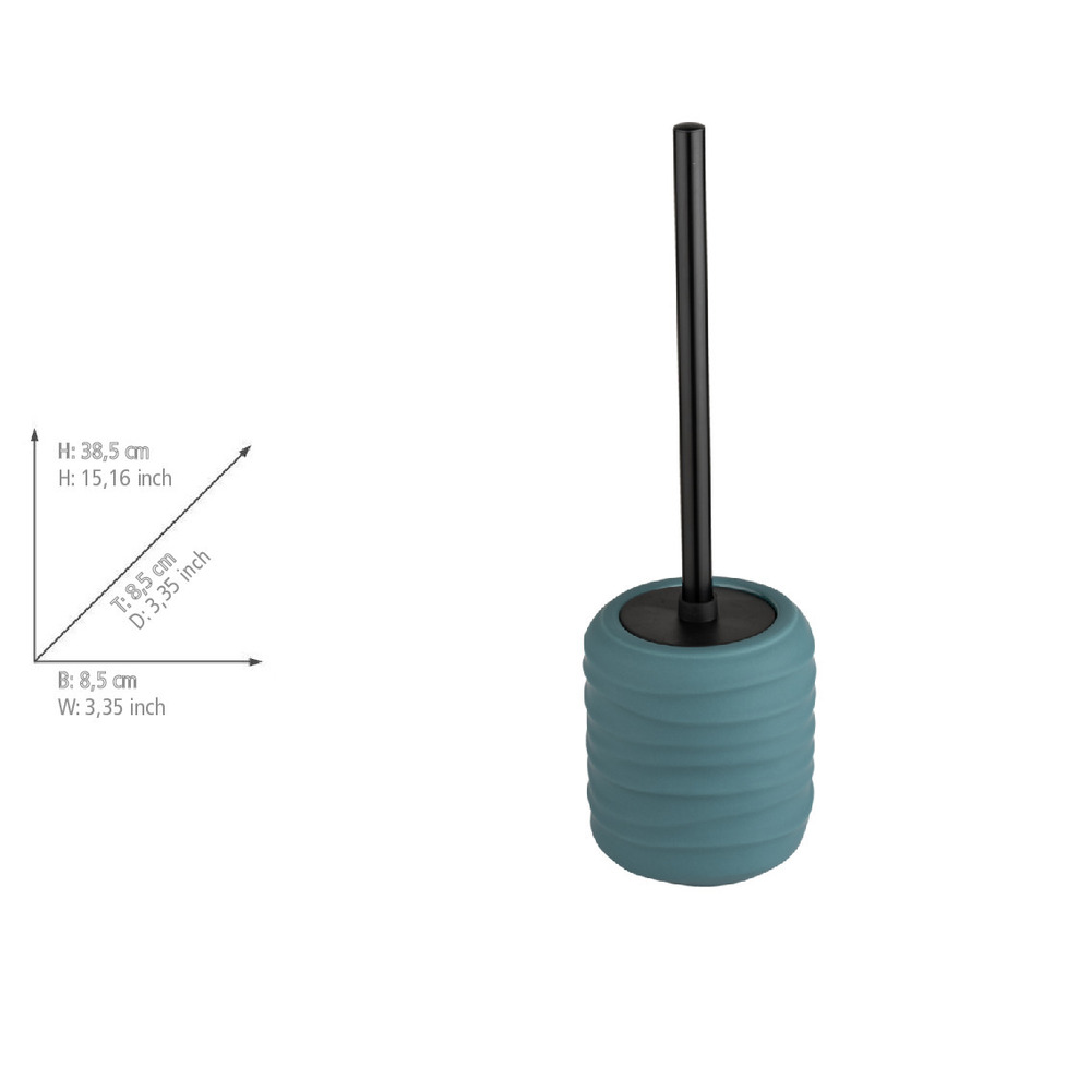 Garniture WC Mod. Illana, pétrole, céramique, silicone, inox, Ø8,5x38,5 cm  avec revêtement soft-touch