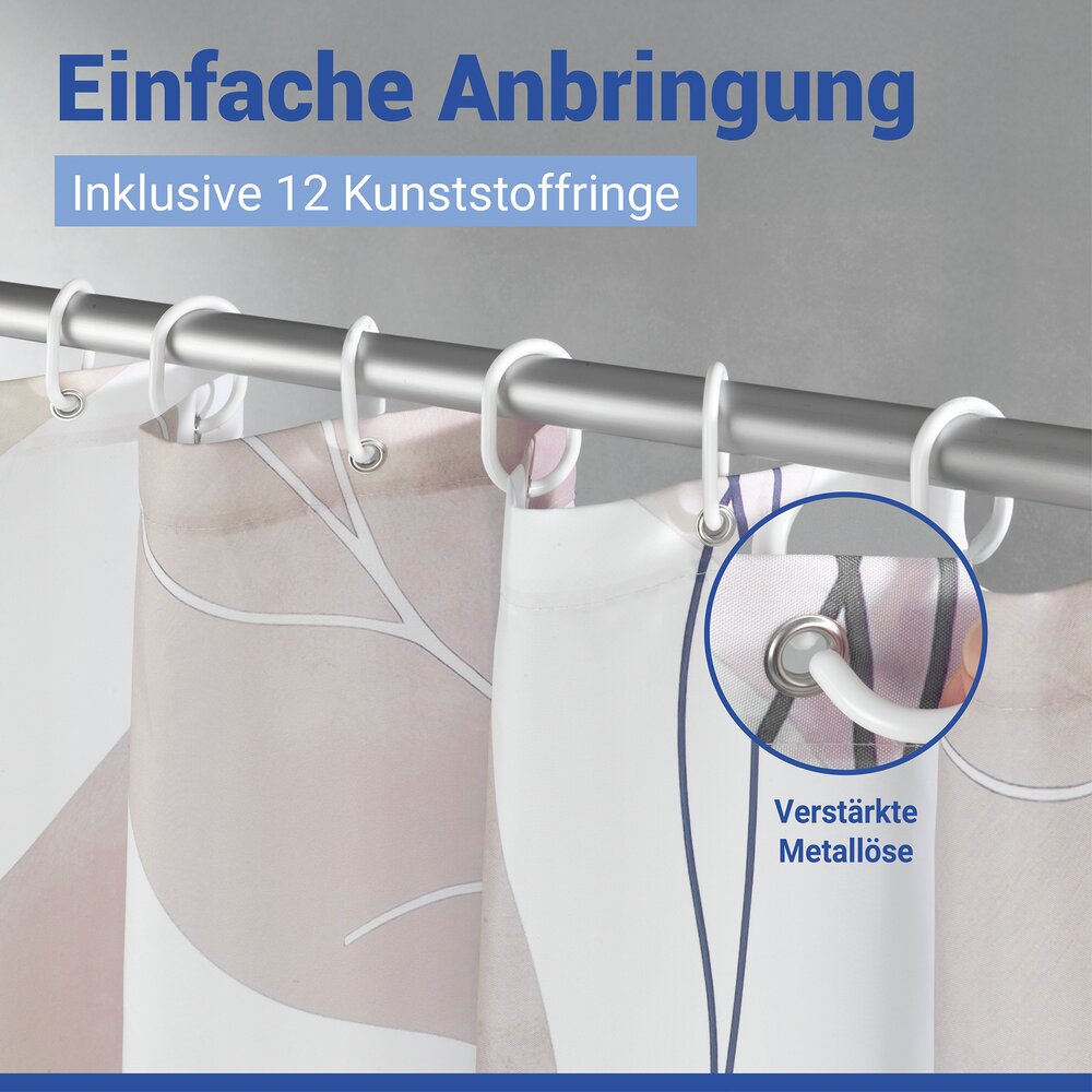Duschvorhang Mod. Pula, 180 x 200 cm  100 % Polyester aus recyceltem PET