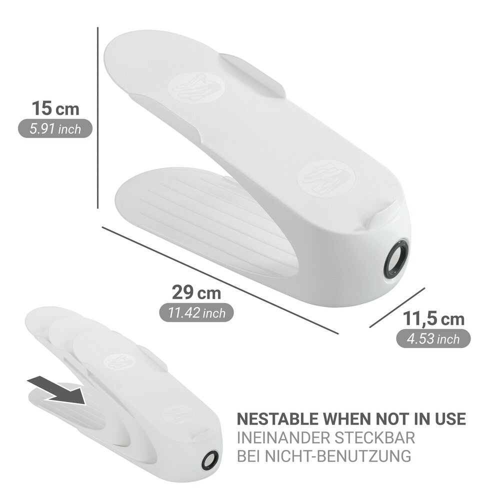 Schuhhalter Weiß 8er Set  platzsparend übereinander stapelbar