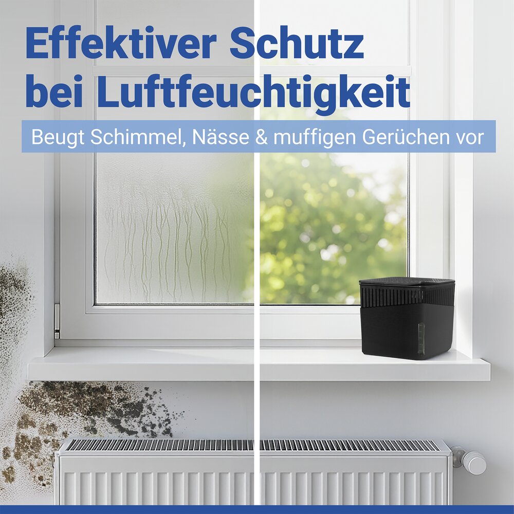 Raumentfeuchter Mod. Cube 500 g Schwarz  beugt Schimmel und Gerüchen vor
