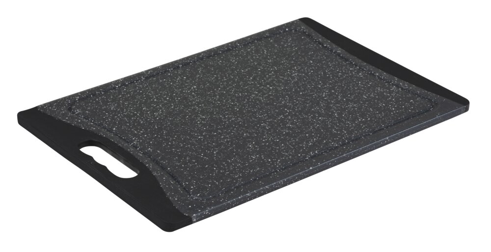 Schneidebrett Mod. Paula, schwarz, Kunststoff, 36x24,5 cm  mit Saftrille und Griff