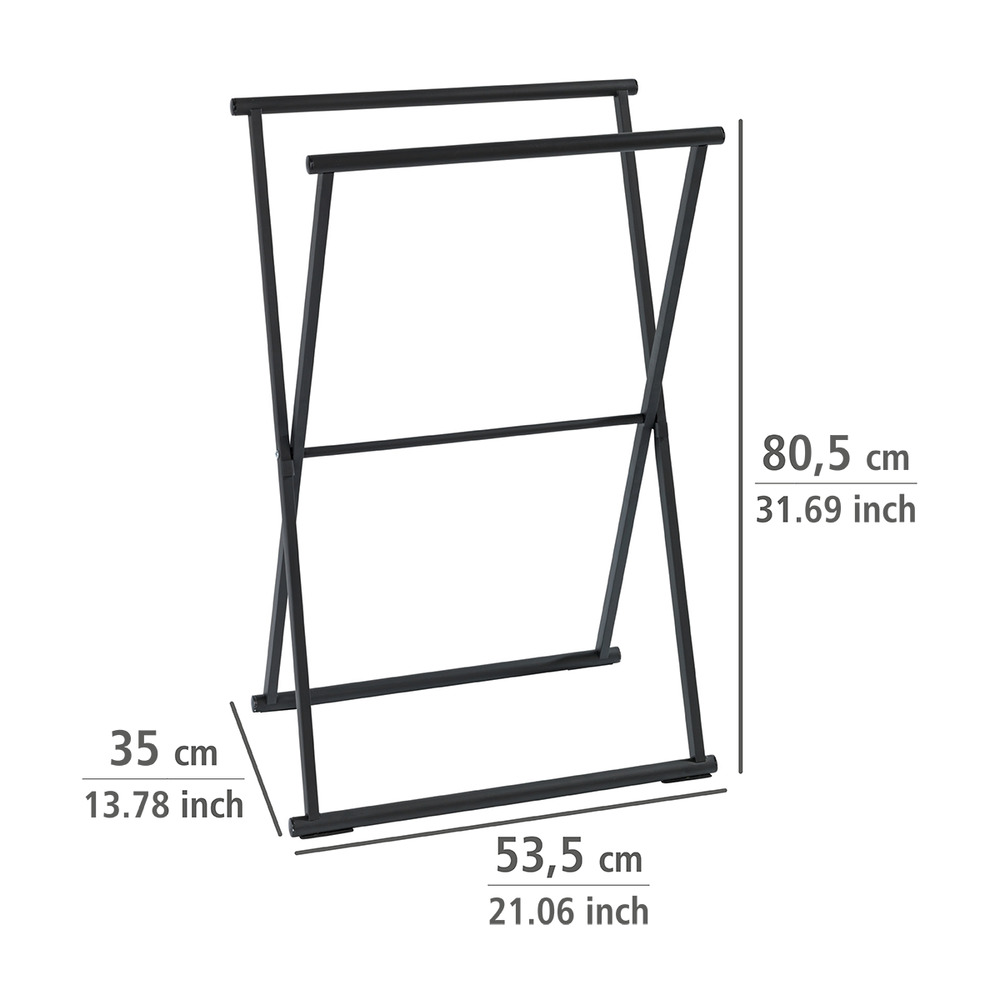 Handtuchständer Mod. Lava Schwarz matt  Kleiderständer, klappbar
