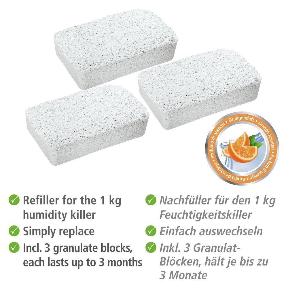 3-er Set Nachfüllpack für Raumentfeuchter mit Orangenduft