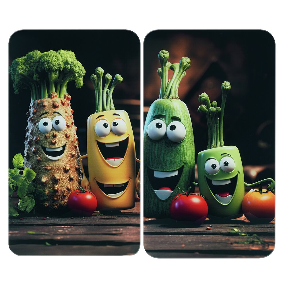 Plaque de Recouvrement Universelle Mod. Légumes amusants, set de 2  pour tous les types de cuisinières