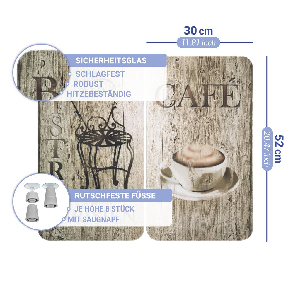 Herdabdeckplatte Universal Mod. Bistro, 2er Set  für alle Herdarten geeignet