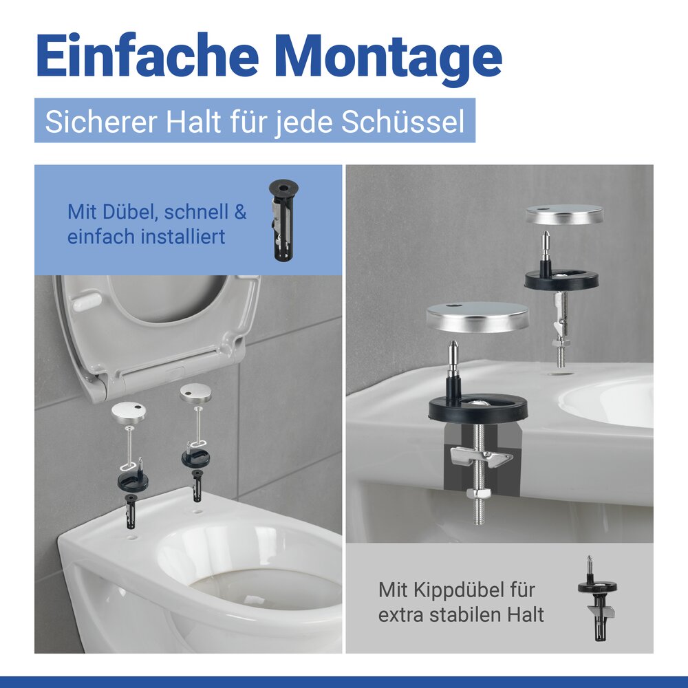 WC Sitz Mod. Samos Concrete Grey  Toilettendeckel mit Absenkautomatik
